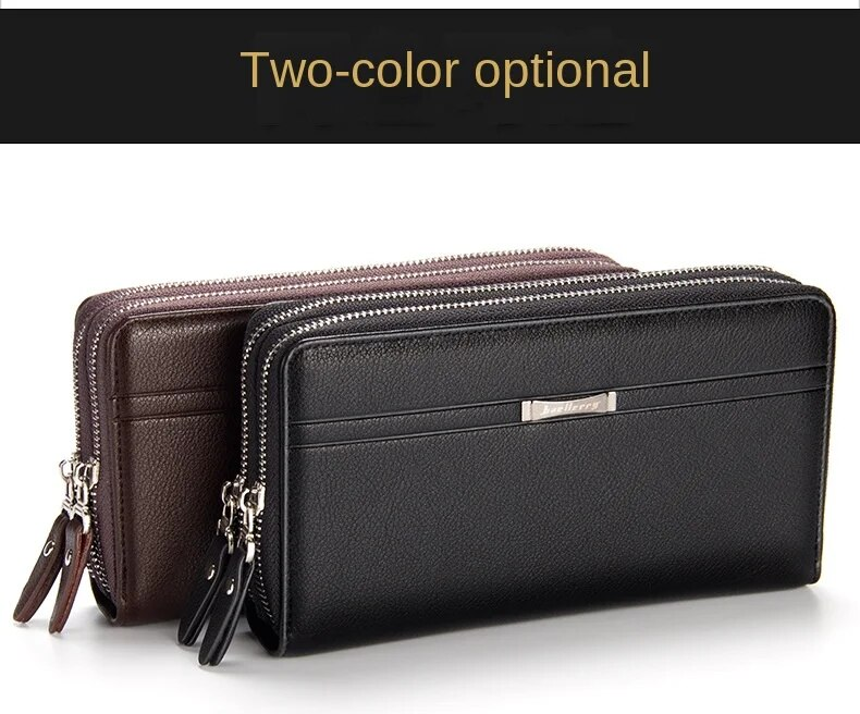 Wallet Large Capacity Men's High-end Clutch Double Zipper Multi-Card Mobile Phone Bag_voghion.com