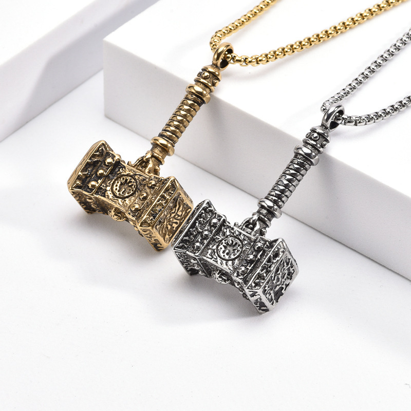 Mighty Thunder God Hammer Men's Necklace Pendant Trendy Man Made Old Cast Jewelry Fashion Jewelry Pendant_voghion.com