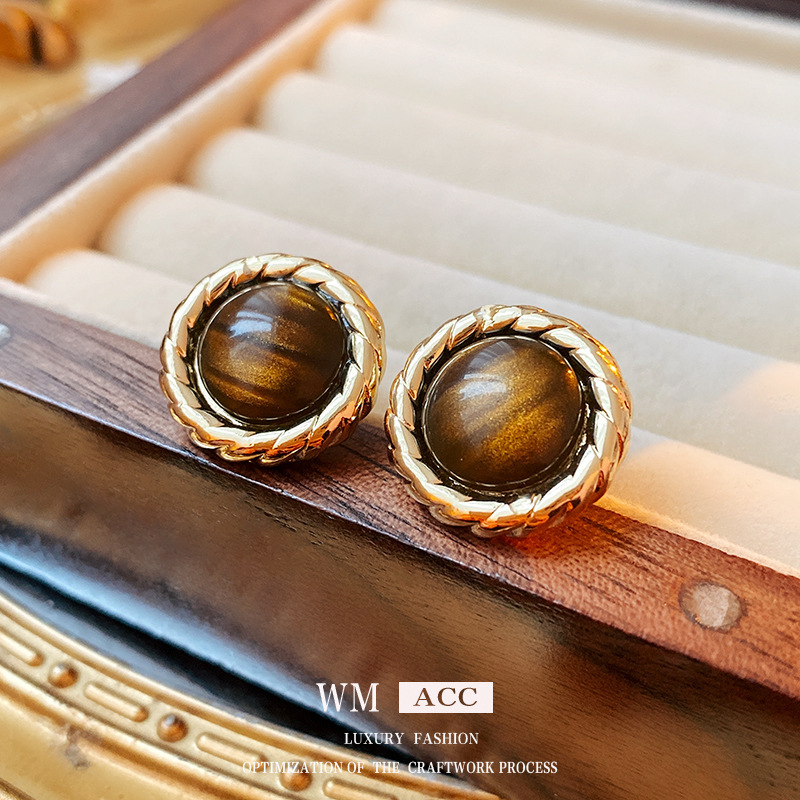 Orecchini vintage con borchie in argento e diamanti intarsiati, borchie in metallo a forma di fiore, orecchini di alta gamma_voghion.com