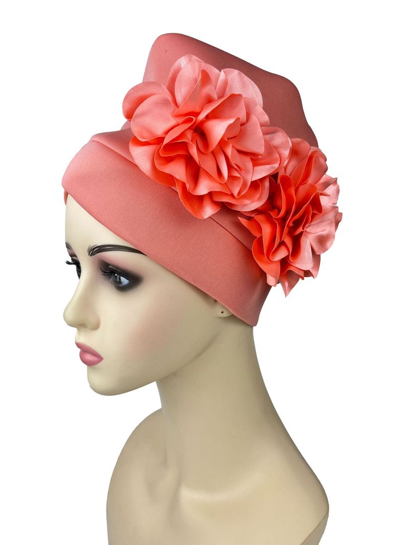 Damen Hijab Hut übertrieben Hut Luftschicht Seite große Blume Hut Moslemischer Hut Baotou Hut_voghion.com