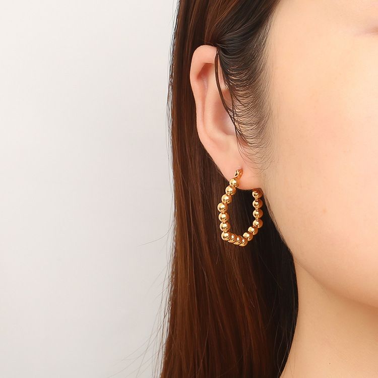 Orecchini ovali in acciaio inossidabile placcati in oro vero, gioielli di alta qualità, cerchi con fibbia, orecchini a bottone con personalità di nicchia_voghion.com