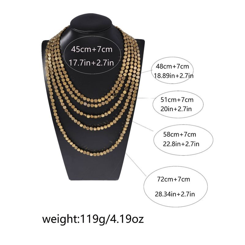 ZA Geometric Shape Light Luxury Square Alloy Multi-layer Tassel Waterfall Personality Women's Necklace_voghion.com
