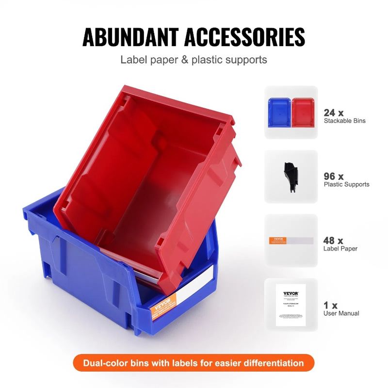 Contenitore per contenitori da appendere, rosso, impilabile, da 4 pollici, da 5 pollici, pesante, blu, X, contenitore da 3 pollici, confezione da 24 contenitori impilabili, in plastica_voghion.com