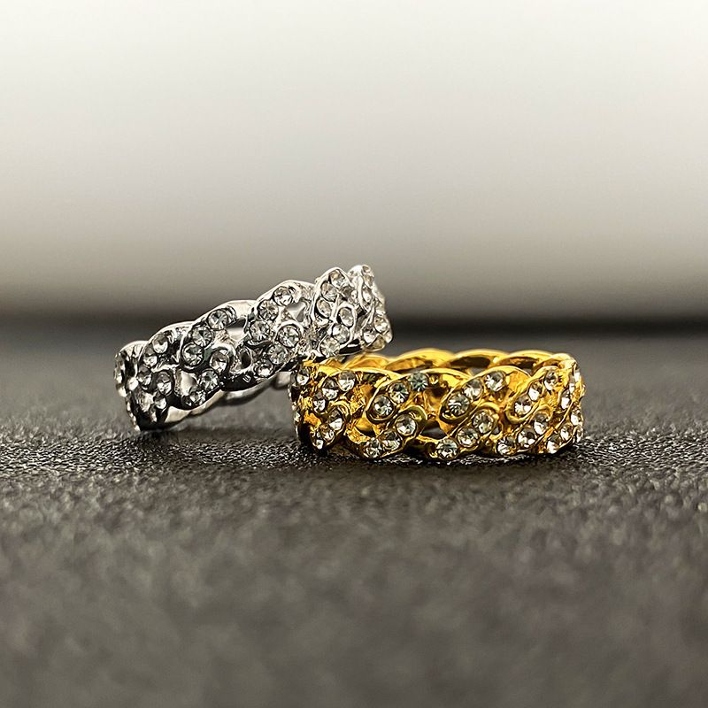 Anello Hip Hop con catena cubana e diamanti da 8 mm, accessorio unisex, nuovo gioiello_voghion.com