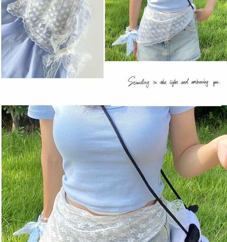 Korean 2025 New Spring Summer Heavy Lace Trim Shorts Apron Pants Skirt_voghion.com