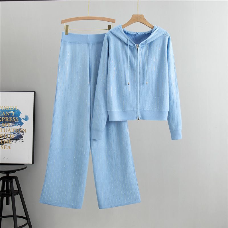 Damenbekleidung High-End-Mode Casual Sports für Frauen Herbst und Winter Hot Dia Kapuzenjacke Weite Beinhose_voghion.com