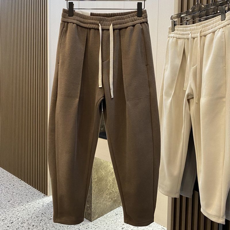 Männer Kleeder Internet Promi Hot Style Moud Sweatpants Männer Hierscht a Wanter neie Stil loose Casual Hosen massiv Faarf Breet Been Harem Hosen_voghion.com