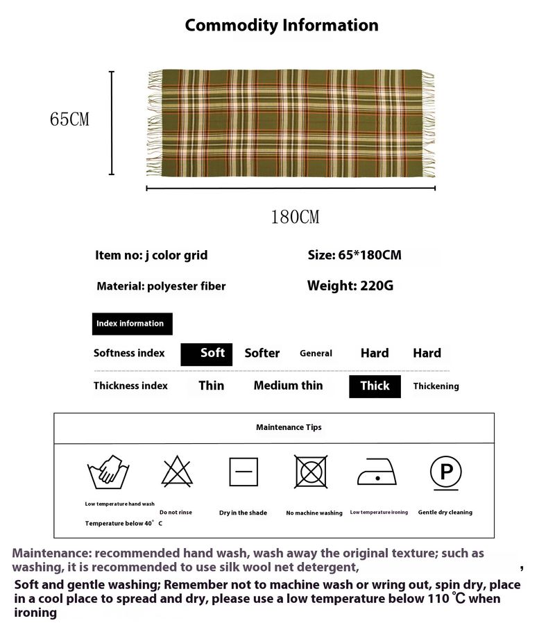 2024 New Winter Fashion Versatile Scarf Style Checkered Warm Tassel Scarf Women's Medium To Long Style_voghion.com