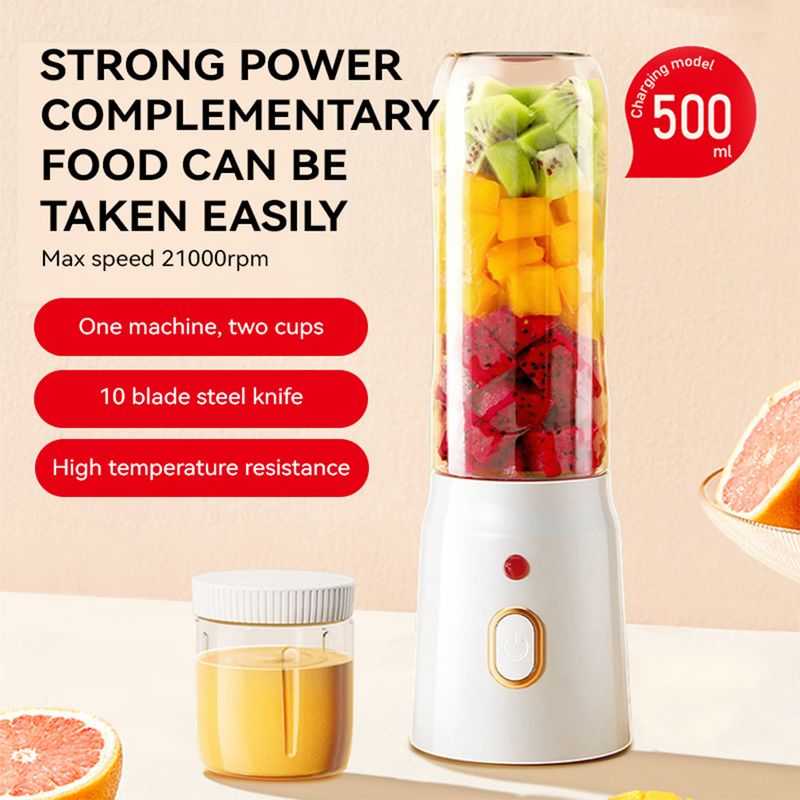 Tragbarer Mixer mit USB-Aufladung, 350 ml Mini-Smoothie-Maker und Entsafterbecher, BPA-freie Tritan-Flasche, für Shakes, Proteingetränke, Reisen, Fitnessstudio, Camping_voghion.com