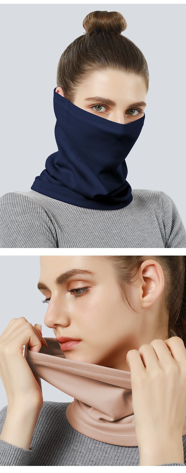 Scaldacollo invernale unisex - Maschera antivento foderata in pile per ciclismo, corsa, escursionismo e attività all'aperto - Elastica_voghion.com