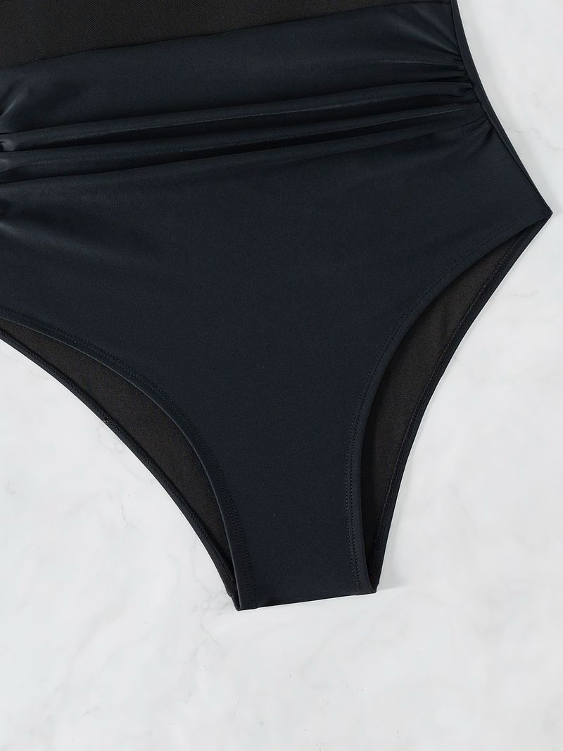 TUNIControl-Maillot Une Pièce Noir Femme, Tankini Plongeant, Maillot De Bain Push Up Pour Femme_voghion.com