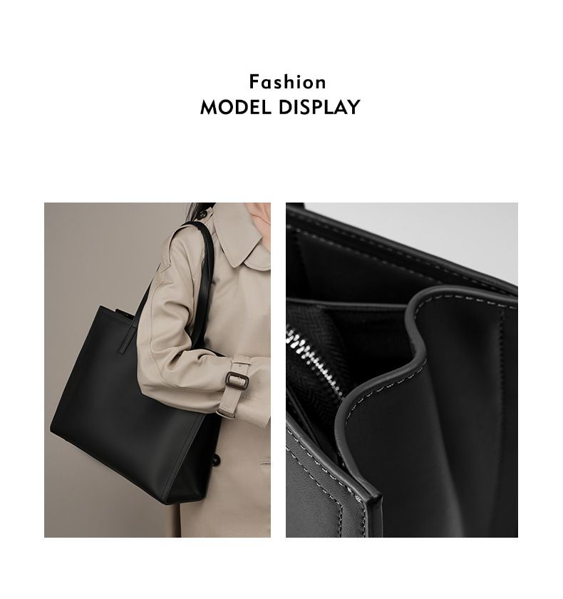 Women’s Bags New Small Tote Bag For Women Genuine Leather Large Capacity Briefcase Computer Bag Black Cowhide Commuter Bag_voghion.com