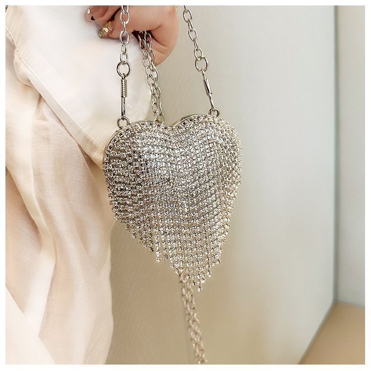 Neue Promi-Mini-Herzform Mode Diamant Perle Mini Geldbörse Abendtasche Kette Tasche_voghion.com
