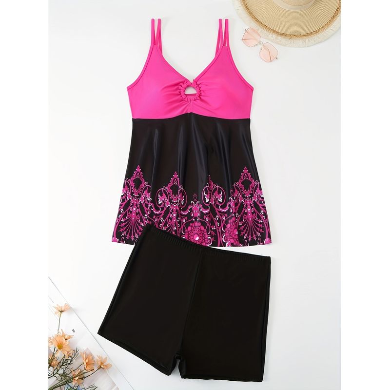 Maillot de bain deux pièces à jupe pour femme (couverture intégrale UPF 50+)_voghion.com