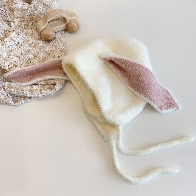 Cute Baby Hat Winter Long Rabbit Ears Soft Plush Warm Cap Kids Girls Rabbit Fur Skullies Beanies Knitted Hat Toddler Bonnet_voghion.com