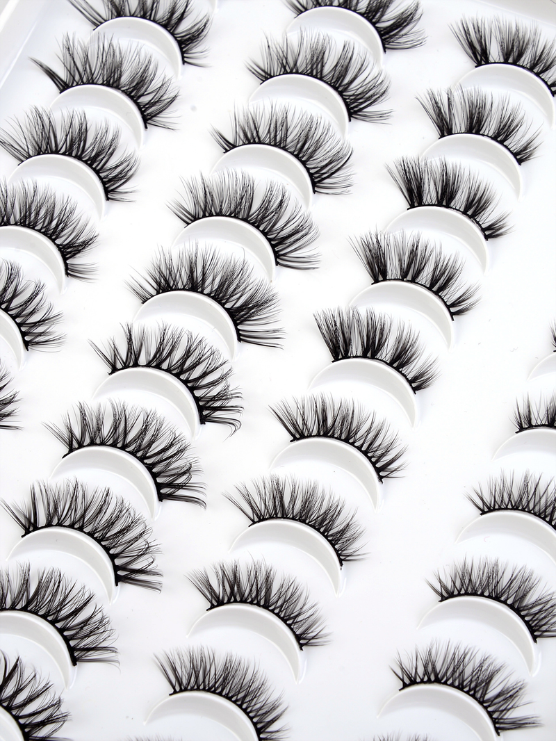 Cils en fibres chimiques 3D chauds, boucles stéréo naturelles, 20 paires de faux cils de plus que les cils plats_voghion.com
