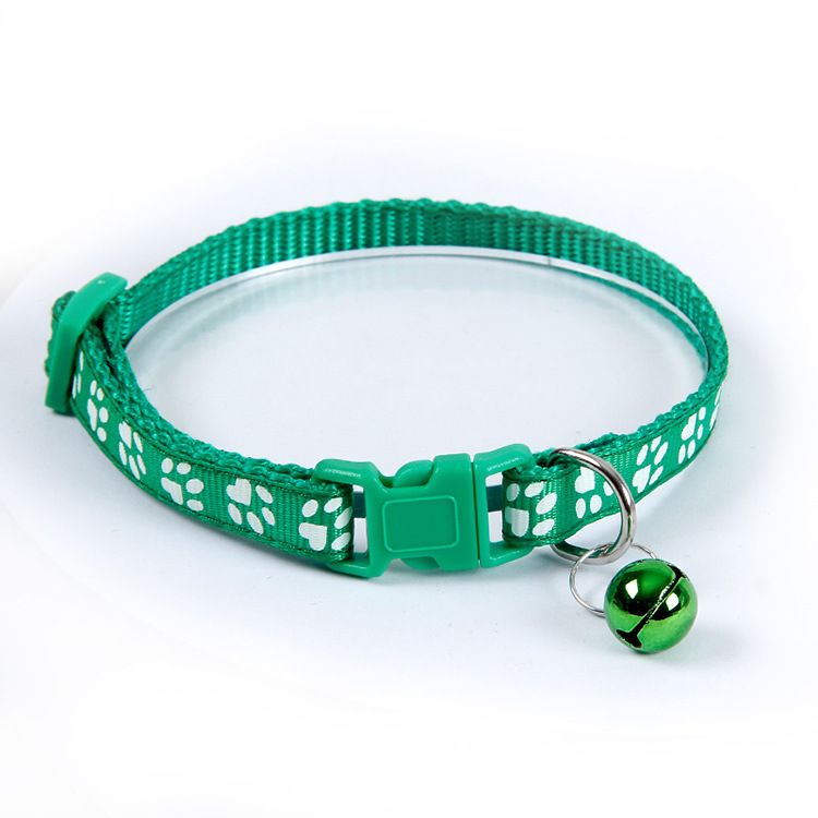 Collare per animali domestici con fascia per collo a forma di orsacchiotto e campana con impronta di piede_voghion.com