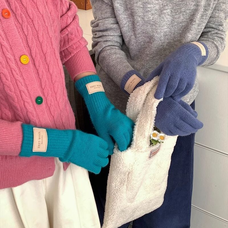 Bevat wollen touchscreen jaar kerst rode gebreide handschoenen voor vrouwen 2024 nieuwe winter warme fietskoude bescherming_voghion.com