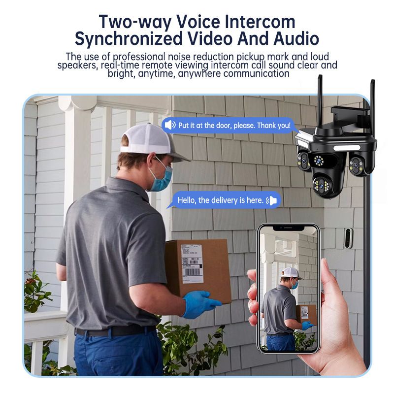RSCAMTOM 12MP 3-Lens WiFi/4G Security Camera With 360° View, Smart Night Vision, IP66 Waterproof, Remote Access Via Mobile App, Compatible_voghion.com