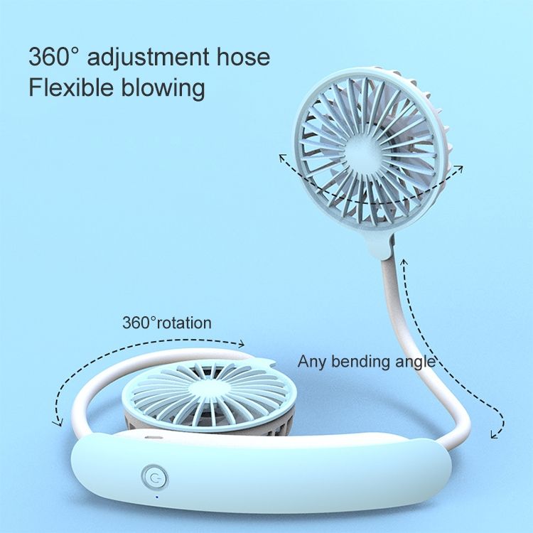 F6 Mini Ventilatore da Collo Esterno con Ricarica USB Ventilatore Piccolo e Pigro (Blu)_voghion.com