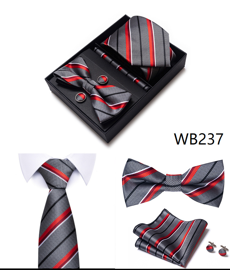 Gravatas e lenços masculinos, conjunto de gravatas masculinas, caixa de presente, 6 peças, gravata formal de negócios, fabricante de guangzhou_voghion.com