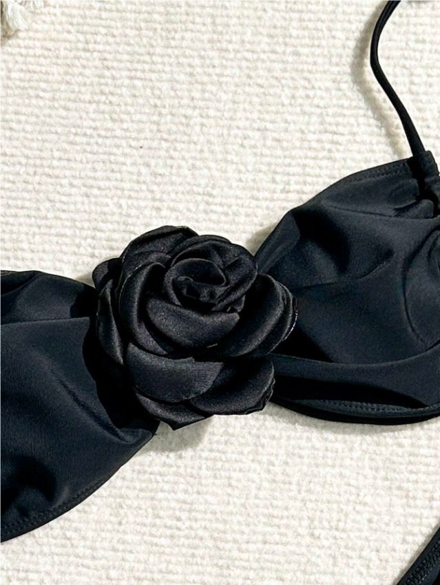 Costume da bagno bikini con fiori tridimensionali alla moda per donna_voghion.com