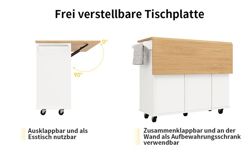 Kücheninsel Mit Trennwänden, Snackhalter, Weinglasregal, Holzmaserung, Weiß_voghion.com