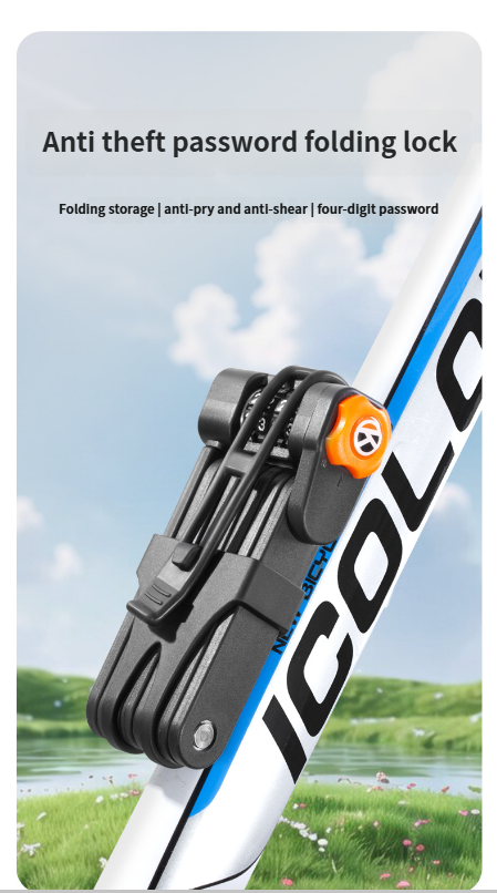 Lucchetto pieghevole antifurto portatile per mountain bike JA-WAY con combinazione per bicicletta_voghion.com