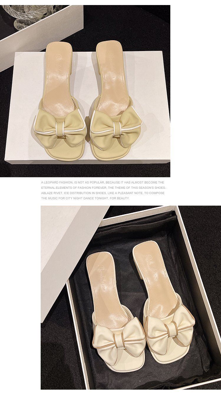 Damen-Sandalen mit klobigem Absatz – Pantoletten mit offener Zehenpartie und Schleifendekor für den Außenbereich_voghion.com