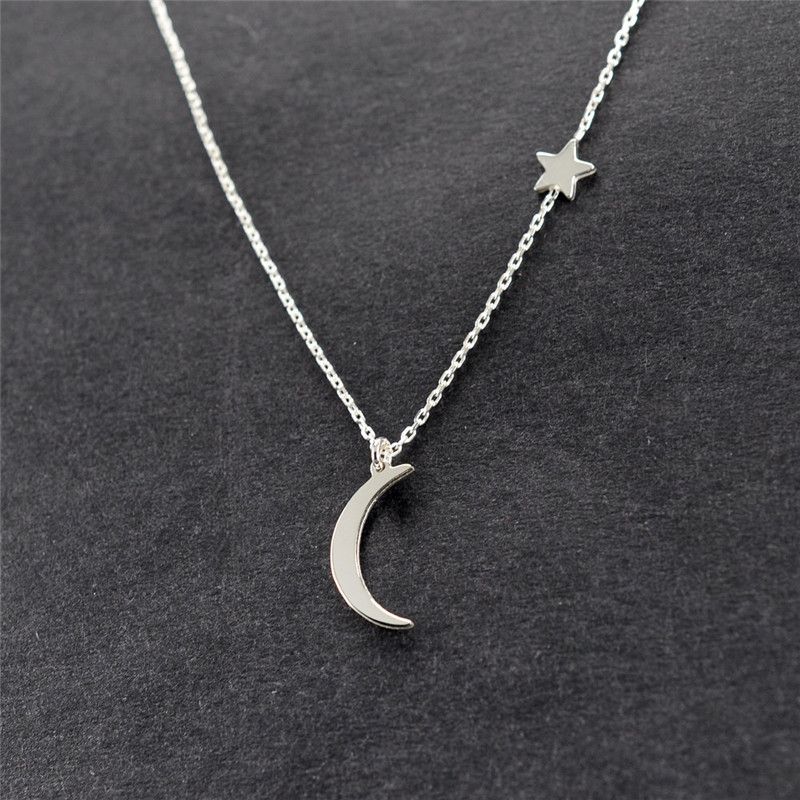 Hazır Stok Trend Basit Yıldız Ay Choker Kolye Kadınlar İçin Altın Renk Choker yaka collier femme Ucuz Açıklama jerry 2024_voghion.com