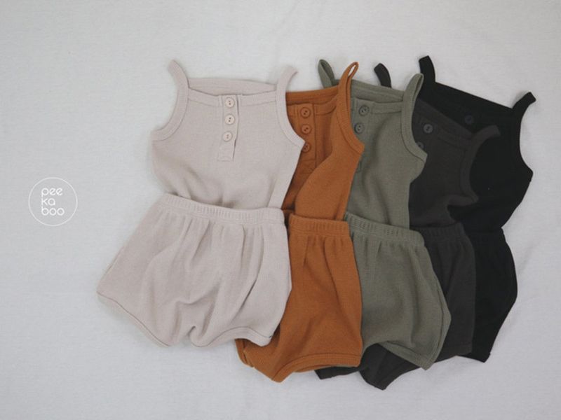 Pijamas de estilo coreano para niños, chaleco para bebé, pantalones cortos para el hogar, ropa informal de punto para niñas_voghion.com