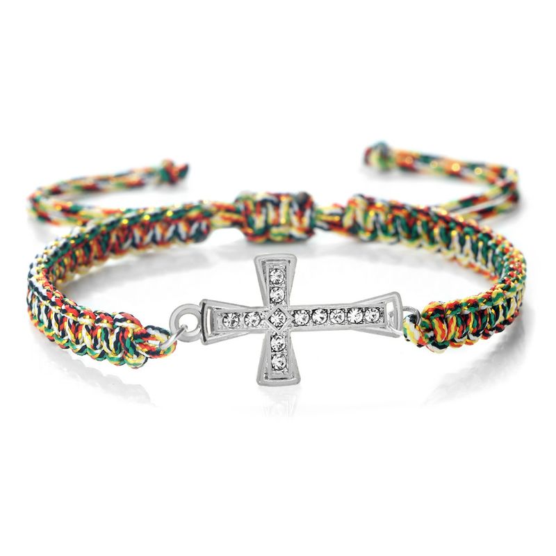 Alloy Red Rope Handmade Travel Personality Zircon Rhinestone Braided Adjustable Stretch Bracelet_voghion.com
