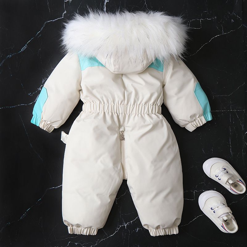 Traje de nieve impermeable y cortavientos para bebé, mono de invierno de una pieza para niños de 1 a 3 años (80-100 cm), traje de esquí térmico con capucha, unisex para niños y niñas._voghion.com