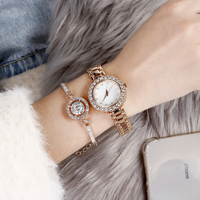 Diamant-Volldiamant-Armbanduhr, schlichter Diamant-Stil, modische Luxus-Quarz-Modeuhr_voghion.com