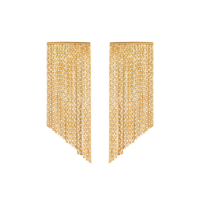 Exaggerated Tassel Chain Earrings Stainless Steel Fashionable Ins Style Niche Design Earrings_voghion.com