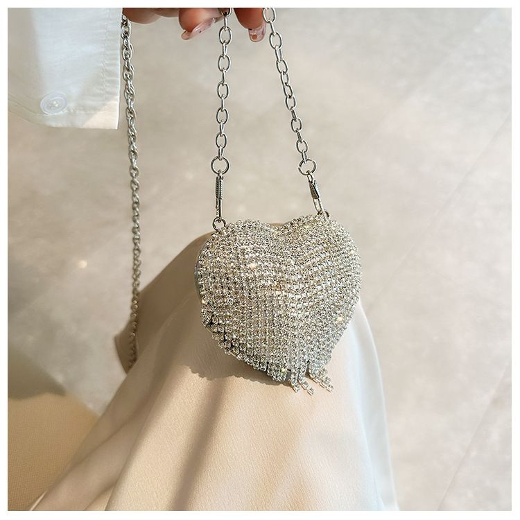 Neue Promi-Mini-Herzform Mode Diamant Perle Mini Geldbörse Abendtasche Kette Tasche_voghion.com