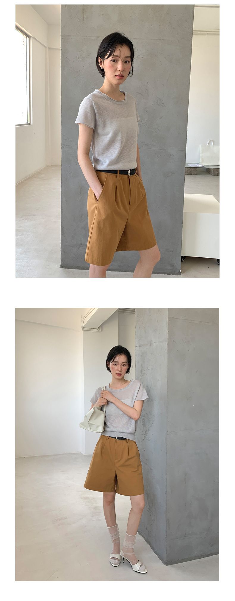 Short taille haute en coton style coréen pour femme – Short d'été décontracté et respirant avec poches_voghion.com