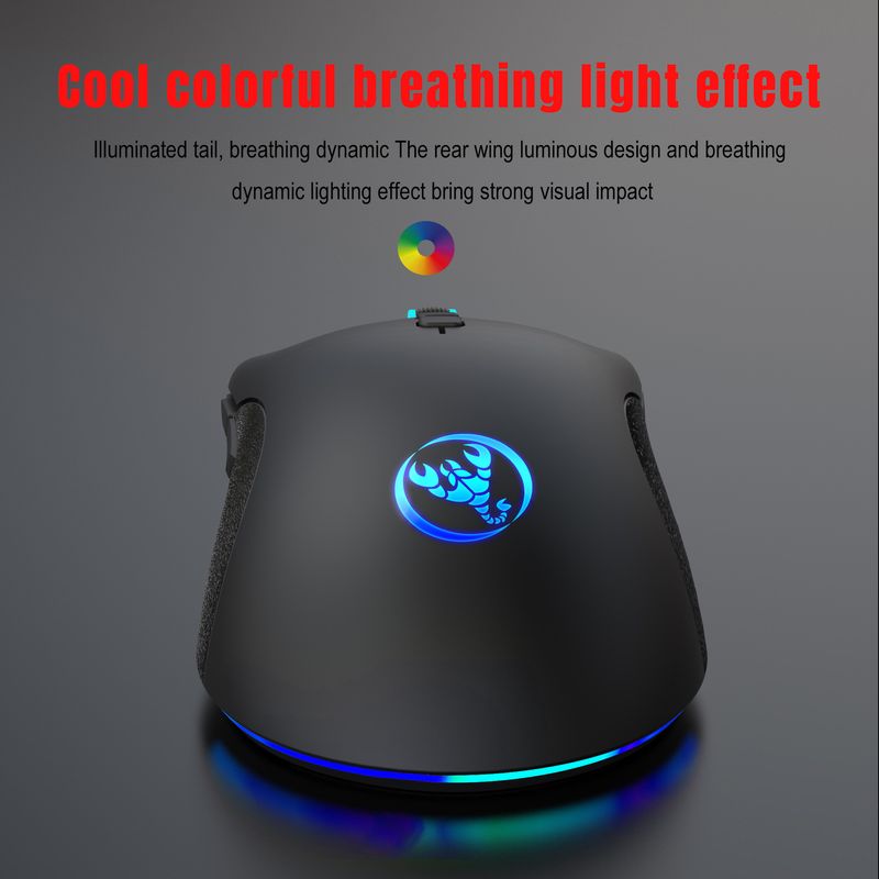 A883 Colorful Glowing 7D Game Mouse, Esports Wired Mouse 6400dpi Adjustable Macro Programming_voghion.com