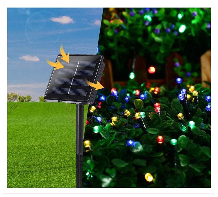Christmas lighting festival outdoor waterproof courtyard Christmas copper wire string lights decorative lights LED solar light string_voghion.com