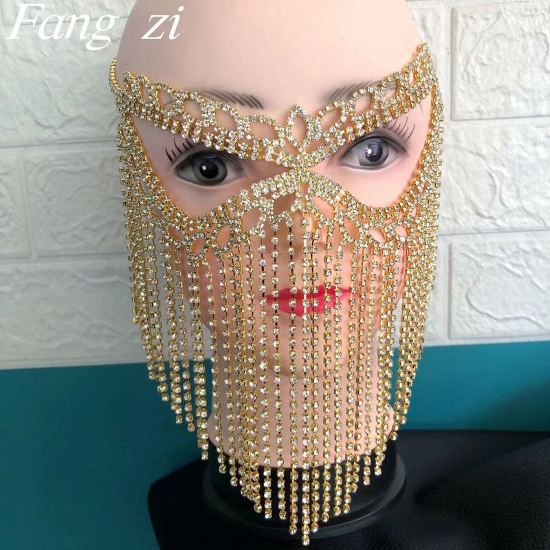 Avansert luksus rhinestone lang dusk maske mote maskerade zirkon maske ansikts smykker_voghion.com