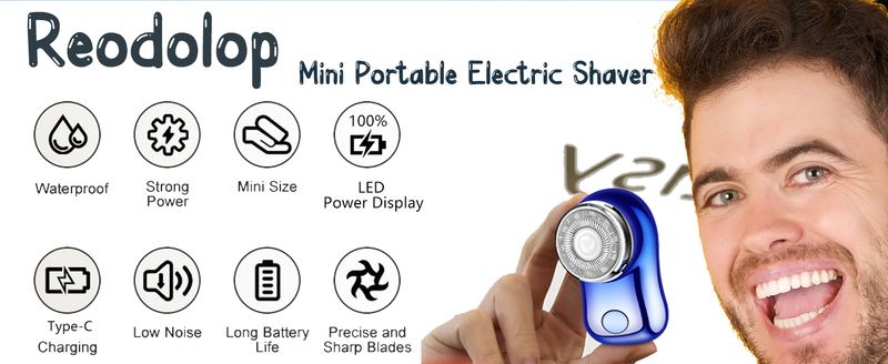 USB-C Rechargeable Mini Shaver - Battery Display & Lightweight_voghion.com