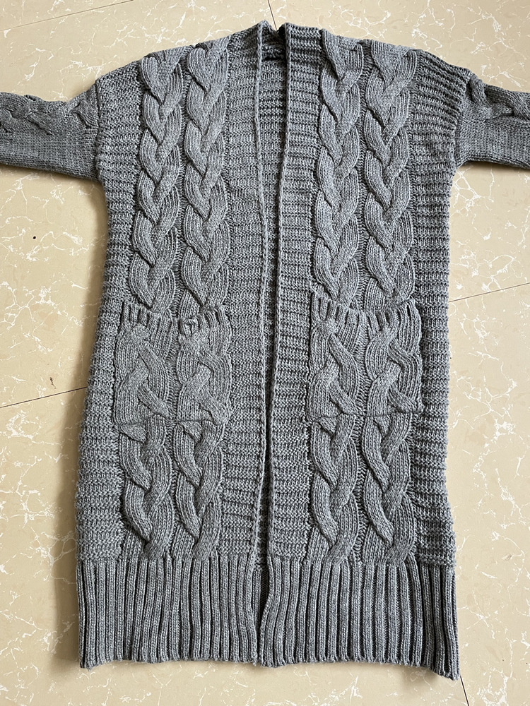 Damen-Strickjacke, langer Strickjacke, Twist-Strickpullover_voghion.com