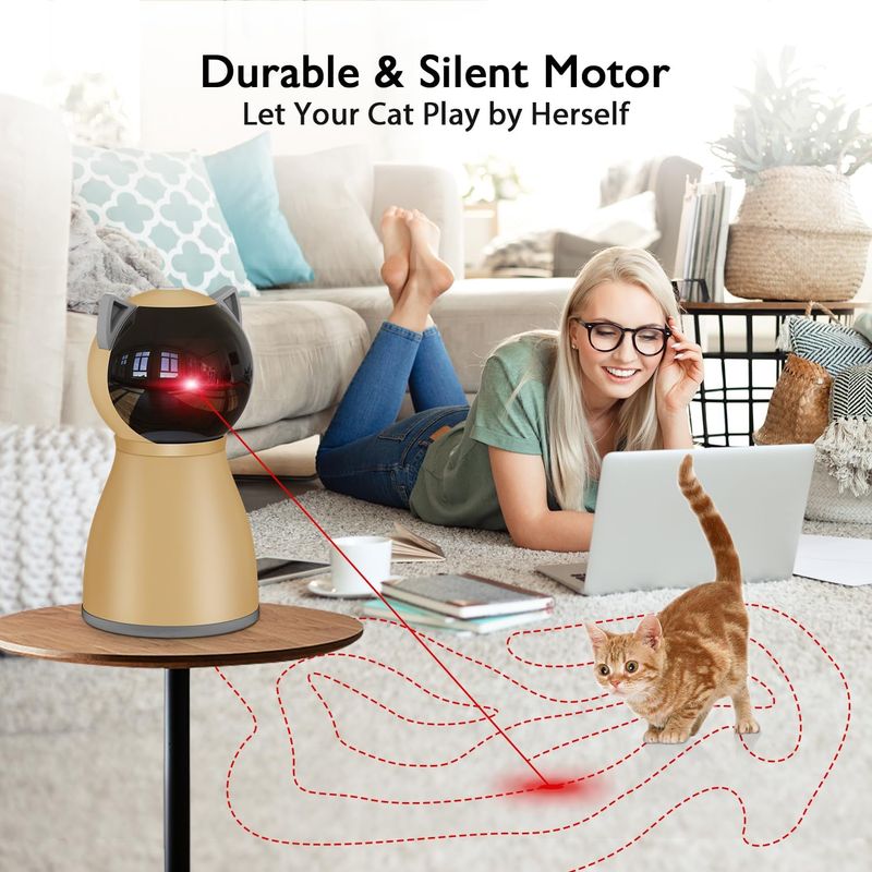Jouet laser interactif et automatique pour chats d'intérieur, véritable jouet laser rechargeable à trajectoire aléatoire pour chats/chatons/chiens d'intérieur_voghion.com