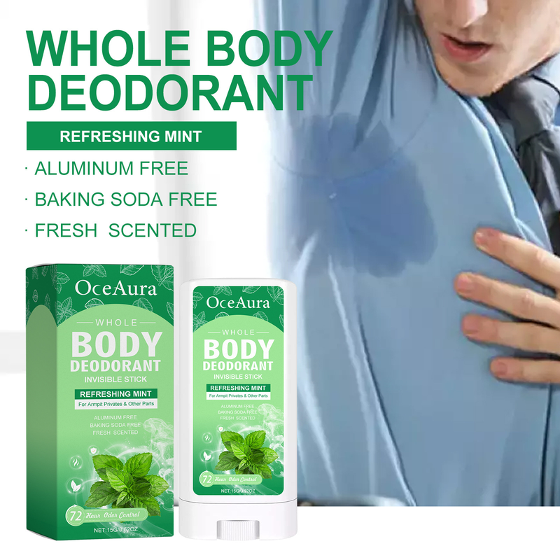 OCEAURA piparmündi kehadeodorantpulk värskendab kogu keha, säilitab lõhna, vähendab higistamist ja kaenlaaluste lõhna._voghion.com