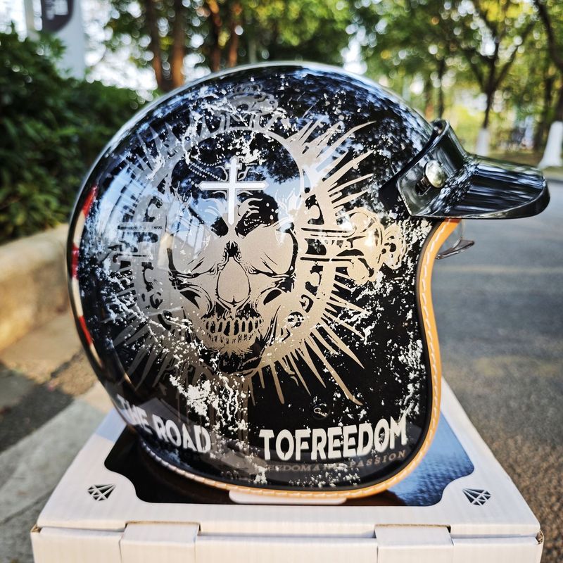 Nuovo casco da moto 3/4 certificato DOT 3C per veicoli elettrici con lente integrata C500_voghion.com