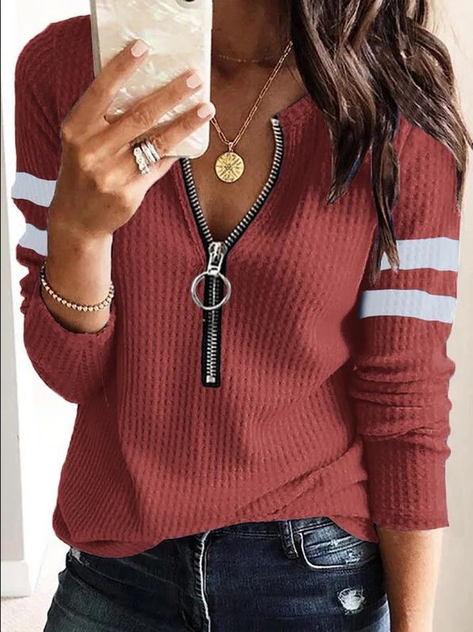 women's hot-selling knitted t-shirts long sleeves_voghion.com
