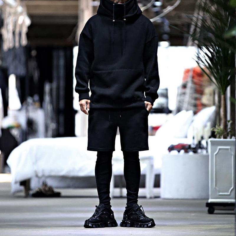 Conjunto de dos piezas de manga larga con capucha suelta para jóvenes de otoño/invierno 2024 para hombre_voghion.com