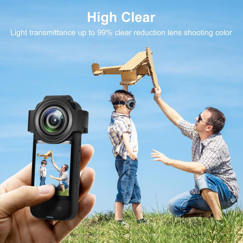 PULUZ mise à niveau garde-lentille en verre optique pour Insta360 X3 housse de protection pour Insta360 X3 accessoires de caméra de mouvement panoramique_voghion.com