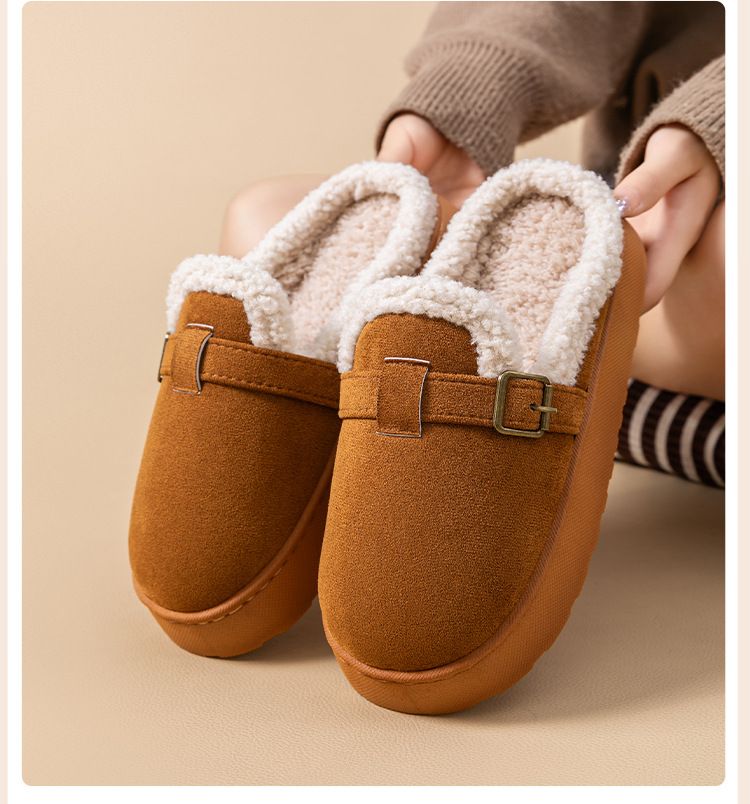 Damenschuhe Dickbesohlte Pelzige Halbschuhe Für Damen Für Herbst Und Winter Neue Slipper Zum Hineinschlüpfen Mit Samt- Und Baumwollpantoffeln_voghion.com