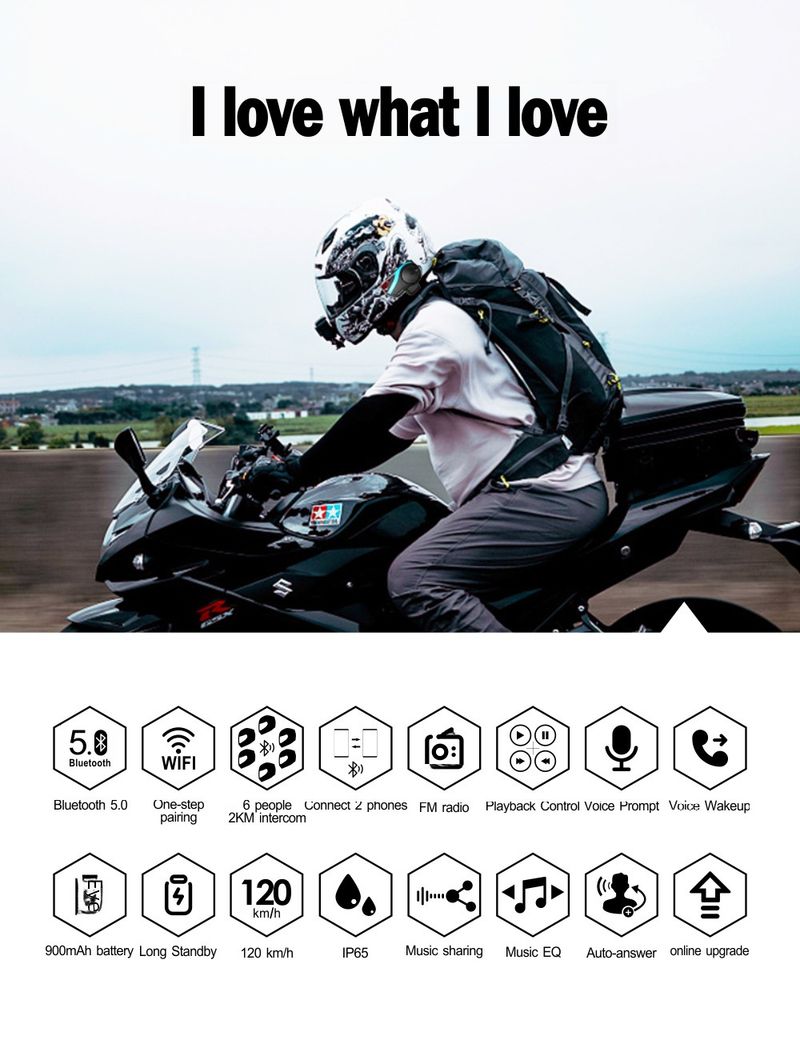 Casco clásico transfronterizo HY02, casco de motocicleta, casco con auriculares bluetooth, casco con auriculares bluetooth para 6 personas, 2K metros_voghion.com